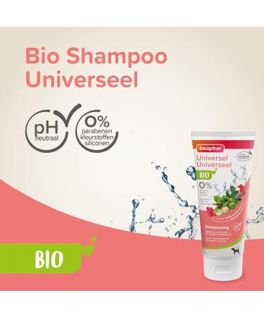 BEAPHAR - Organic Universal Shampoo - Contains Aloe Vera from Organic Farming - Hydrates Skin - Softens Coat - Natural Origin - 200ml - Buy Online on GoSupps.com