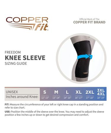 Copper Fit Unisex Adult Freedom Knee Compression Sleeve - Black, Large US - Buy Online on GoSupps.com