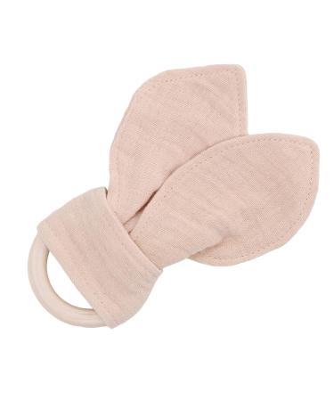 Baby Teething Wooden Ring - Bunny Ears Design | Soothing Cotton Gauze Bite-Resistant | Ideal Teething Relief (Khaki) - Buy Online on GoSupps.com
