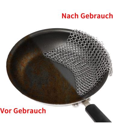 Premium Cast Iron Cleaner - Durable Stainless Steel & Plastic Grill Scraper | 18x18 cm | Ideal for Oven Grill Pans & Dutch Oven Accessories - Buy Online on GoSupps.com