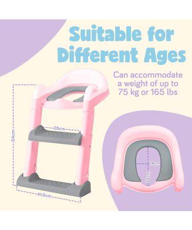 Ashtonbee Mountable Potty Seat with Steps Pink - Easy Toilet Training Solution - Buy Online on GoSupps.com