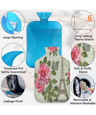 2L Vintage Rose Eiffel Tower Hot Water Bottle | Pain Relief & Therapy | PVC Hot & Cold Bag for Menstrual Cramps Feet & Hand Warmer - Buy Online on GoSupps.com