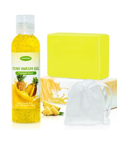 2 PCS Feminine Wash Yoni Bar Soap for Women pH Balance Yoni Wash Intimate Soap Odor Eliminator Pineapple Yoni Soap Body Wash for Vaginal Deodorant Dryness Moisturizing