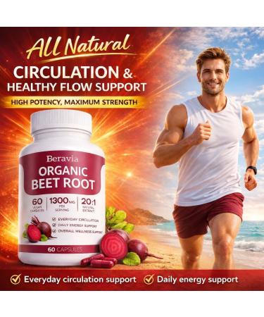 Organic Beet Root Capsules Purely Natural Supports Circulatory Wellness Efficient Oxygen Use Plant-Based Beet Root Formula Tablet Form Daily Use Non-GMO (1) 60 Count (Pack of 1) - Buy Online on GoSupps.com