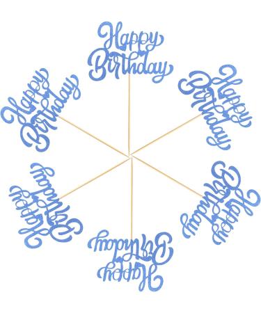 UXYOKM 24Pcs Happy Birthday Cupcake Toppers Blue Glitter Cupcake Picks Birthday Decorations Baby Shower Anniversary Party Supplies - Buy Online on GoSupps.com
