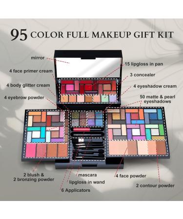 Color Nymph Makeup Kit for Women | 95 Colors 50 Matte & Pearl Eyeshadow Palettes Full Makeup Gift Set with Mirror Lipgloss & Blush Perfect International Shipping - Buy Online on GoSupps.com