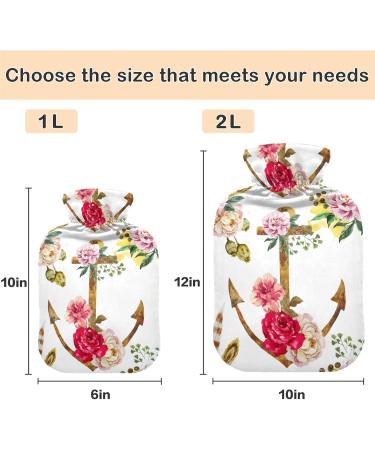 NAANLE 2L Hot Water Bottle - Watercolor Ethnic Flower Anchor for Pain Relief & Warmth | Large Transparent Design for Bed Hands & Feet | Heat & Cold Therapy - Buy Online on GoSupps.com