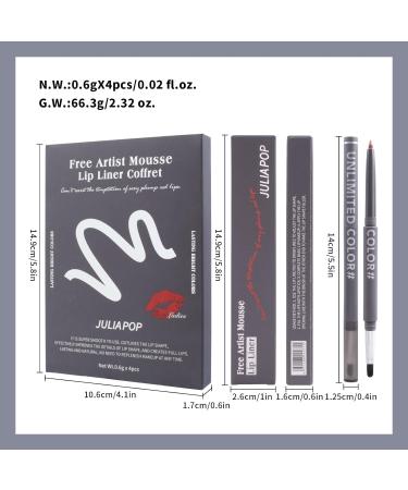 Nude Lip Liner Creamy Set - 4PC Vegan Cruelty-Free Matte Pencils with Brush - Precise & Define, Easy to Use - A01 - Buy Online on GoSupps.com