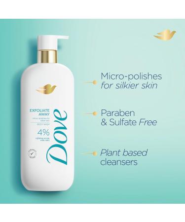 Dove Body Wash Exfoliate Away | AHA 4% Refining Serum for Silkier Skin | 18.5 oz - International Shipping Available - Buy Online on GoSupps.com