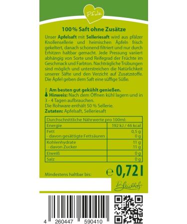  Bleichhof BLEICHHOF Apple juice with celery juice - Direct juice vegan (3 x 0.72 l) - Buy Online on GoSupps.com