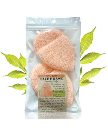 This Hippie Girl Konjac Face Erase Cleansing Puff Gentle Exfoliating and Safe for Sensitive Skin Konjac Facial Sponge for face wash Application Facial Cleansing Brush Peachy Clean 2 Pack