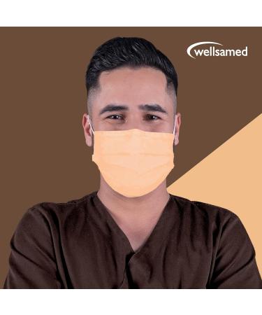 Wellsamed Wellsamask Type IIR Medical Face Masks - 50 Pieces Orange - Elastic Band Single Colour - Buy Online on GoSupps.com