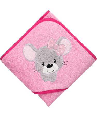 Morgenstern Hooded Baby Towel - 100x100 cm Cotton Oeko-TEX Mouse Pink | Soft & Safe Bath Towel for Kids - Buy Online on GoSupps.com