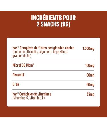 ivvi Anal Gland - Snacks to Support Dogs' Anal Gland Health. Contains Pumpkin Psyllium Flax Dandelion Nettle and Prebiotics. 60 Snacks (270g) with Peanut Butter Base. - Buy Online on GoSupps.com