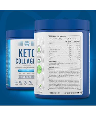 Applied Nutrition Keto Collagen Protein Powder with MCT - 325g, 25 Servings | Zero Sugar & Carbs, Healthy Skin, Hair, Nails | Ketogenic & Paleo Diet Support | Unflavoured - Buy Online on GoSupps.com