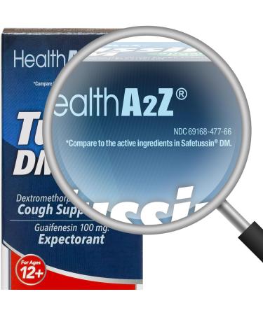 HealthA2Z Tussin DM Sugar Free | Dextromethorphan HBr 20mg Guaifenesin 200mg | Cough Suppressant & Expectorant | for Adults with High Blood Pressure & Diabetes | 8 FL Oz Raspberry Flavor - Buy Online on GoSupps.com