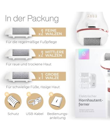 Essy Horn Skin Remover - Best Electrical Test Winner | 5 Replacement Rolls | Ultimate Foot Care & Pedicure Device - Buy Online on GoSupps.com