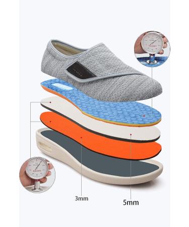 Women's Large Velcro Adjustable Diabetes Shoes for Elderly | Wide Anti-Slip Shoes with Air Cushioned Soles in Dark Gray - Buy Online on GoSupps.com