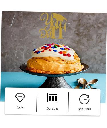 TOPBATHY Birthday Cake Toppers 10pcs 2021 Graduation Cake Arrangement Food Socket Paper Cake Topper Golden 13x13.5cm - Buy Online on GoSupps.com