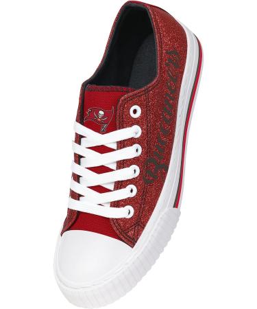 FOCO Tampa Bay Buccaneers Women's NFL Team Logo Low Top Canvas Sneakers - Size 9, Glitter Accent - Buy Online on GoSupps.com