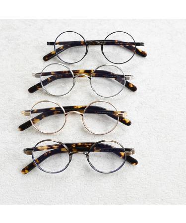 Shop LIGOES Vintage Round Eye Glasses | Anti Blue Light Eyewear for Women & Men | Retro Brown Leopard Metal Frame - Buy Online on GoSupps.com