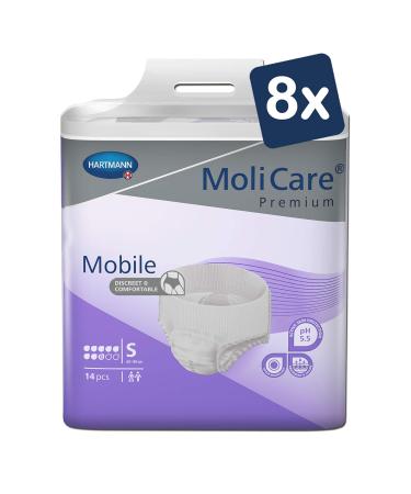 Molicare Premium Mobile disposable pants: discrete use in incontinence for women and men 8 drops size.S (60-90 cm hip circumference) 8x14 pieces S (1 Pack)