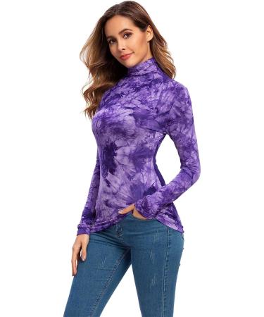 Women's Mock Turtleneck Fitted Underscrub Tee - Violet Purple | Long Sleeve/Sleeveless | Size Small - Buy Online on GoSupps.com