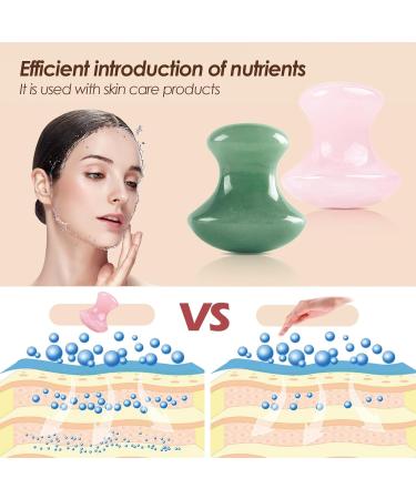 2 Pieces Mushroom Shape Gua Sha Massage Tool - Natural Acupressure Board for Face Neck & Eyes | Relaxation & Fine Line Improvement (Pink & Green) - Buy Online on GoSupps.com