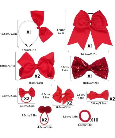 23 Pieces Red Girls School Hair Accessories Red Hair Bows Large Bow Headband Hair Clips Bobble Hair Bands Girl Hair Accessories for Kid Toddler Christmas Birthday Gift - Buy Online on GoSupps.com