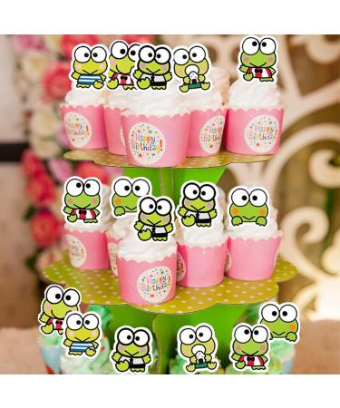 ICNYEKl 25 Big Eyed Frog Cupcake Topper Giant Big Eyed Frog Happy Birthday Cake Topper (Big-eyed frog cupcake topper) - Buy Online on GoSupps.com