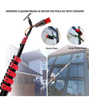 Window Cleaning Brush Water Fed Pole Kit 3.6-11M Length Window Cleaning Poles Aluminum Outdoor Window Cleaner Extendable Telescopic Pole Water Fed Brush Spray Washer For Window Glass/Solar P One Color 7.2m/24FT - Buy Online on GoSupps.com