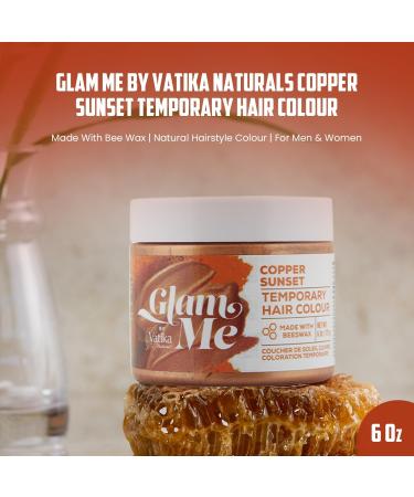 Vatika Naturals's Glam MeCopper Sunset Temporary Hair Colour - 6oz | Made With Bee Wax | Natural Hairstyle Colour | For Men & Women - Buy Online on GoSupps.com