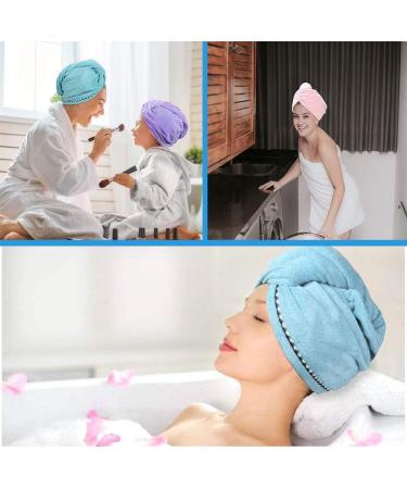 3 Pezzi Asciugamani Capelli Turbante in Microfibra - Asciugamani Asciugacapelli con Chiusura Bottone | Impermeabili e Veloce Asciugatura - Buy Online on GoSupps.com