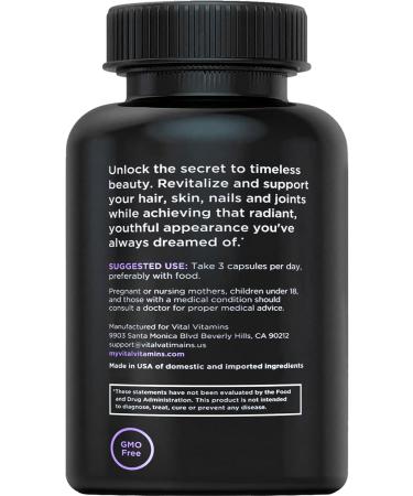 Vital Vitamins Multi Collagen Capsules with Biotin Hyaluronic Acid Vitamin C - Type I II III V X Peptides - Collagen Supplements for Men & Women - Hair Skin Nails Beauty Complex - 150 Count 150 Count (Pack of 1) Mul  - Buy Online on GoSupps.com