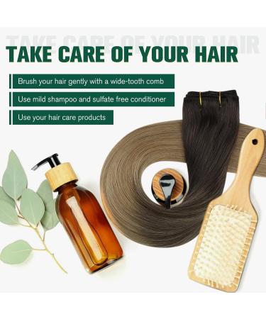 Runature Real Hair Balayage Sew-In Weft Extensions - Dark Brown Medium Brown & Ash Blonde Ombre - 50cm 20 Inch 100g #2/6/18 - Buy Online on GoSupps.com