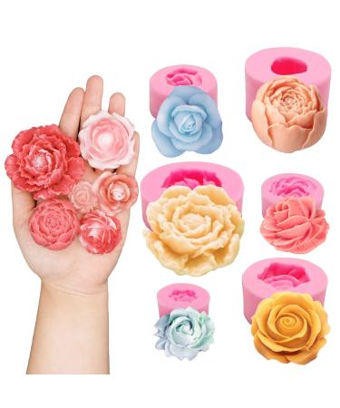 6PCS 3D Flower Fondant Molds Set, Rose Silicone Molds for Candle Soap Making, Handmade Cake Dessert Decoration Chocolate Cupcake Candy Ice Mold, Resin Concrete Art Crafts Accessories 6pcs-Pink - Buy Online on GoSupps.com