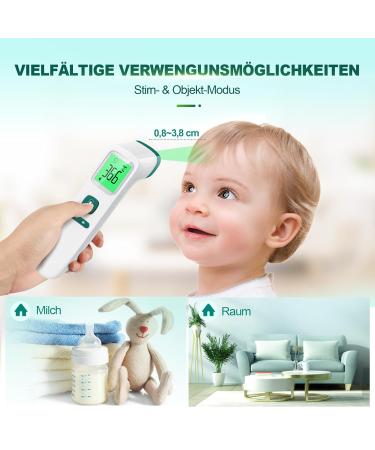 Buy Contactless Fieberthermometer | Digital Infrared Thermometer for Babies & Adults | Accurate Fever Measurement LCD Display & Memory Function - Green - Buy Online on GoSupps.com