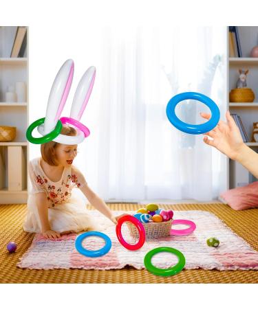 Easter Party Supplies: Inflatable Bunny Rabbit Ears Toss Game - 4 Pack for Kids & Family | Includes 16 Rings | Fun Outdoor Activity & Party Favor - Buy Online on GoSupps.com