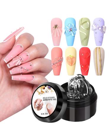 Zibeem Nail Sculpting Gel Waterless Glue for 3D Extensions - Modeling Gel for False Nails - For Home Manicure and Pedicure for Women and Girls French Tips Rhinestone Flower Foil Charm Stamping