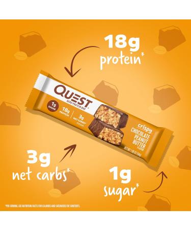 Quest Nutrition Crispy Chocolate Peanut Butter Hero Protein Bar 18g Protein 1g Sugar 3g Net Carb Gluten Free Keto Friendly 12 Count and Mini Cookies & Cream Protein Bars High Protein Low Carb Keto Friendly 14 Count - Buy Online on GoSupps.com
