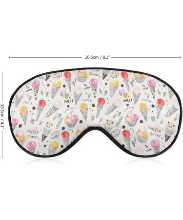 Watercolor Ice Cream Waffle Cone Sleep Mask for Women | Adjustable Eye Shades with Elastic Strap - Buy Online on GoSupps.com
