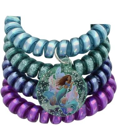 DISNEY La Petit Siren Ariel Hair Bands Set of 4 + 1 Charm Mermaid Tail Effect Girls Accessories Glitter Spiral Cable Metal Free The Little Mermaid Film - Buy Online on GoSupps.com