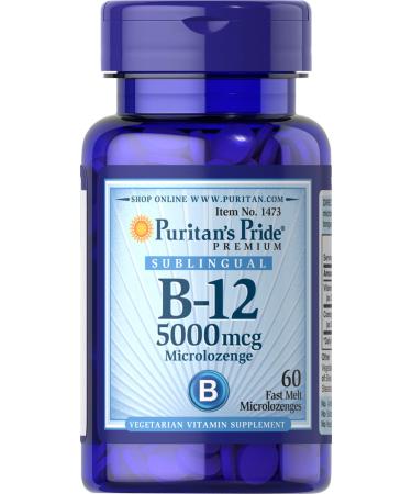 Puritan's Pride Vitamin B-12 Helps Convert Food into Energy* 5000 Mcg Sublingual- Microlozenges 60 Count (Pack of 1)