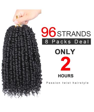 Xtrend 10 Inch Pre-Twisted Passion Twist Crochet Hair - 8 Packs Natural Black Bohemian Bob Extensions for Women (1B) - Buy Online on GoSupps.com