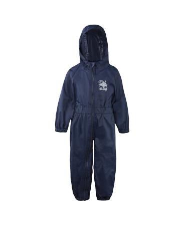 Metzuyan Baby Boys and Girls Unisex Waterproof Puddle Rainsuit All-In-One Dry Suit Outfit 18-24 Months Navy