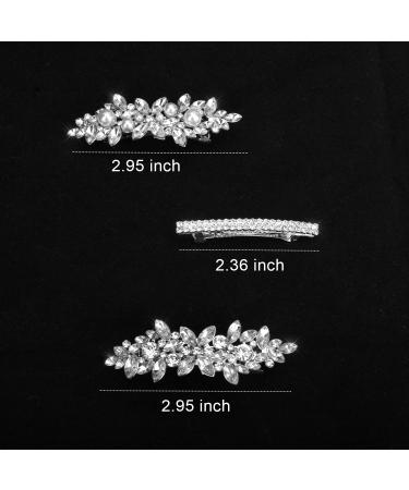 4 Pcs Rhinestone Flower Hair Barrettes | Crystal Pearl French Hair Clips for Women | Wedding Hair Accessories - Buy Online on GoSupps.com