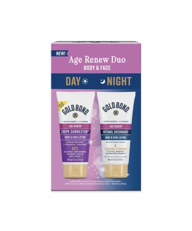Gold Bond Age Renew Day & Night Duo Lotion Set for Body & Face Gold Bond Crepe Corrector & Retinol Overnight Lotion Visibly Firms Skin & Visibly Smooths Skin 8.6 oz