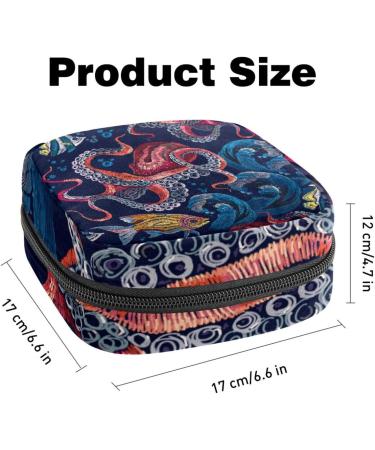 Portable Women's Menstrual Cup & Tampon Bags | Embroidered Sea Waves & Fish Designs | Ideal for Teen Girls - Buy Online on GoSupps.com