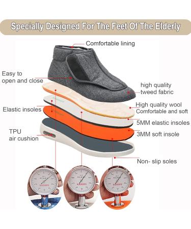DHIJUPNG Non-Slip Diabetic Edema Walking Boots | Orthopedic Wide Width Shoes | Memory Foam | Grey Men 7/Women 8 - Buy Online on GoSupps.com