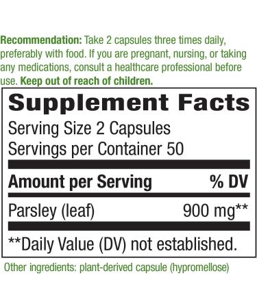 Nature's Way Parsley Leaf Extract 900mg - Premium Herbal Supplement, 100 Capsules - Buy Online on GoSupps.com